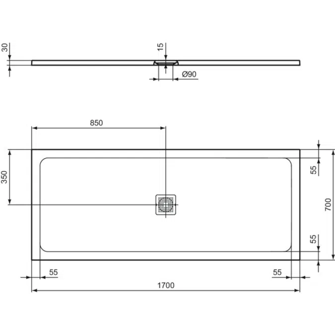 ULTRA FLAT S + 170X70 SHOWER TRAY