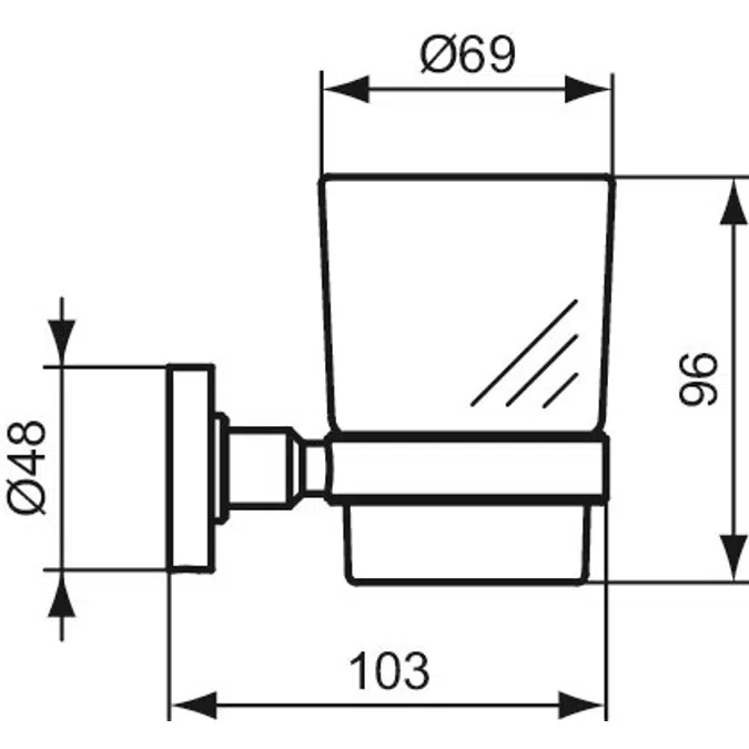 Iom Tumbler Black Glass & Holder Wall Mounted