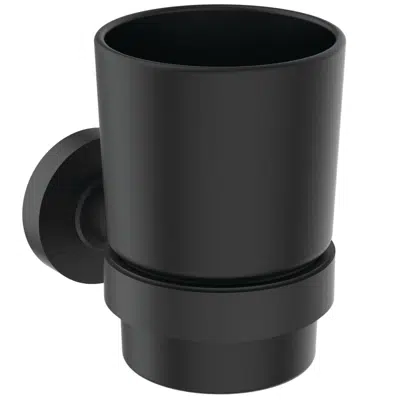 Imagem para Iom Tumbler Black Glass & Holder Wall Mounted}