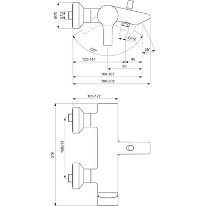ACTIVE exposed bath shower single lever mixer