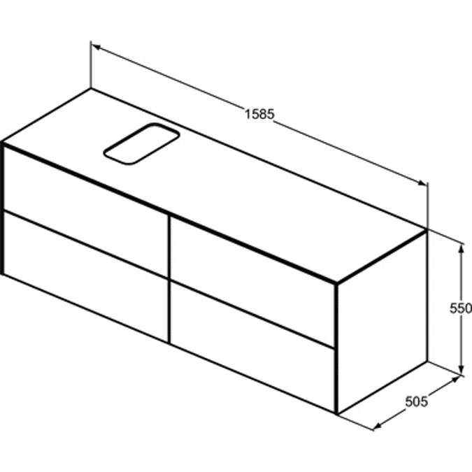 Conca BSN UN 160X50X55 4 DR+WTOP BSP CUT WHMT