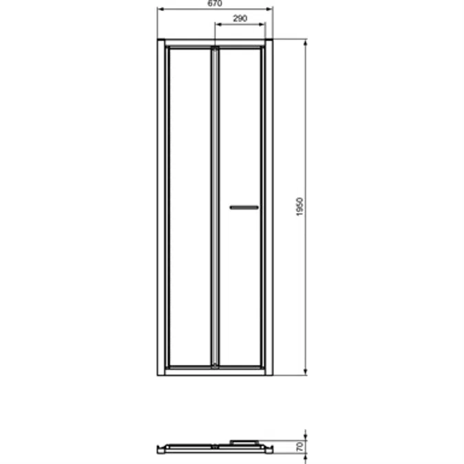 CONNECT 2 BIFOLD 70CM , DOOR WITHOUT HANDLE,  WHITE FRAME AND CLEAR GLASS