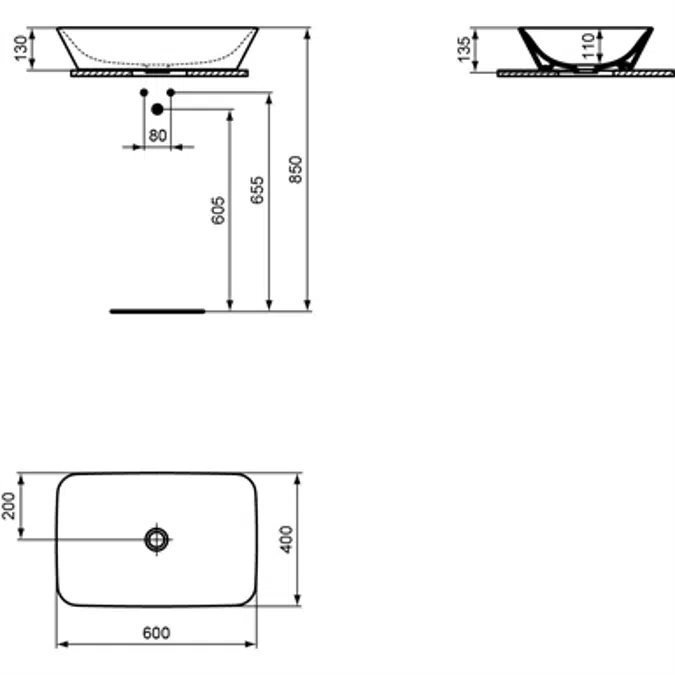 CONNECT AIR VSL BSN 60 WHT NOF NTH DECK
