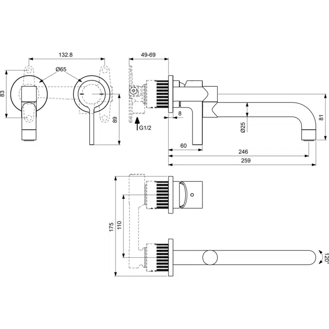 GUSTO SLIM SINK MIXER BULD-IN KIT2