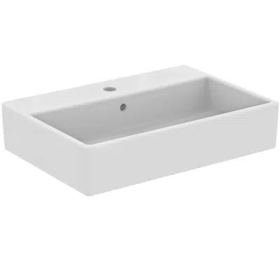 Image for I.LIFE B  Vessel 605x420x150 mm in white glossy finish, 1 tap hole, with overflow  Space saving basin