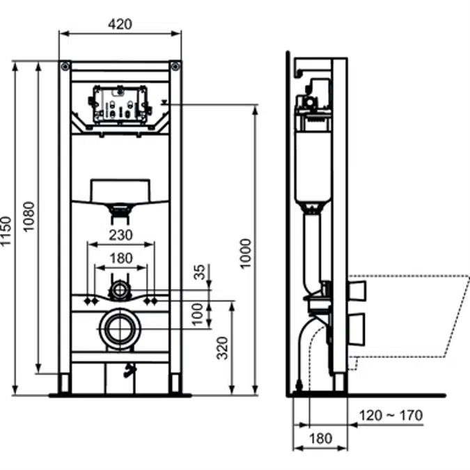 BIM objects - Free download! PROSYS 120 FREESTANDING CLASS 1 WC FRAME ...
