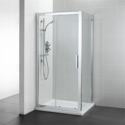 Synergy 1200mm Slider Door, IdealClean Clear Glass, Bright Silver Finish 이미지