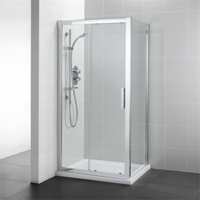 Synergy 1200mm Slider Door, IdealClean Clear Glass, Bright Silver Finish