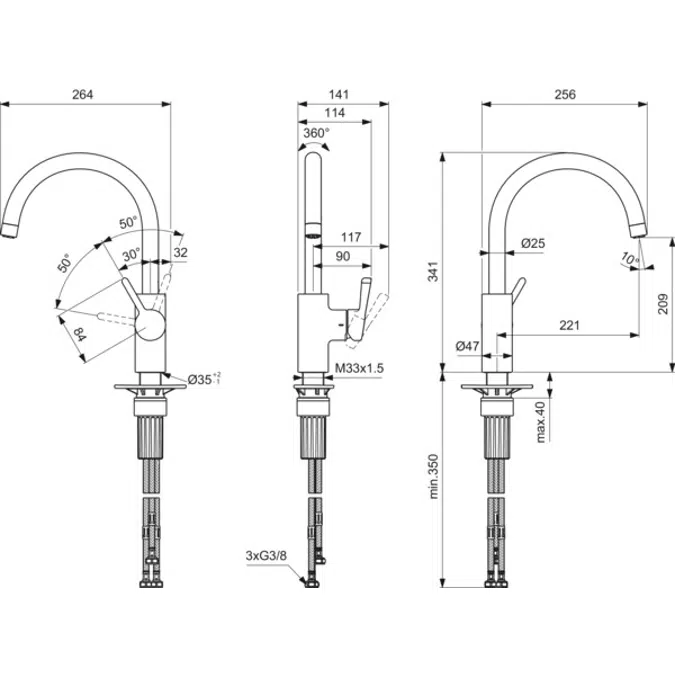 CERALIFE SL SNK MXR C TUB SPOUT CHR ND