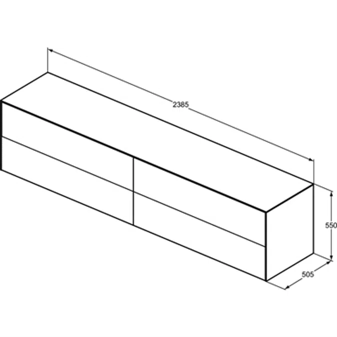 Conca BSN UN 240X50X55 4 DR+WTOP NOCUT  WHMT