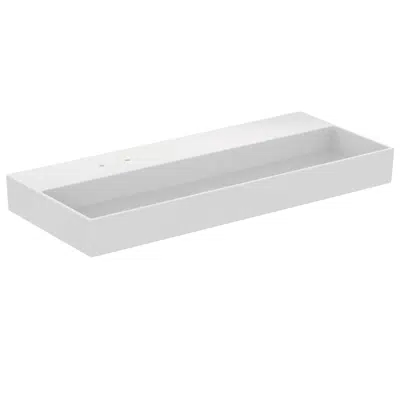 SOLOS basin 120x50cm (2TH on left side of tapdeck), available in glossy white and glossy black finishes图像