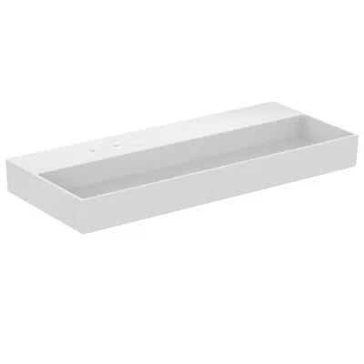 solos basin 120x50cm (2th on left side of tapdeck), available in glossy white and glossy black finishes