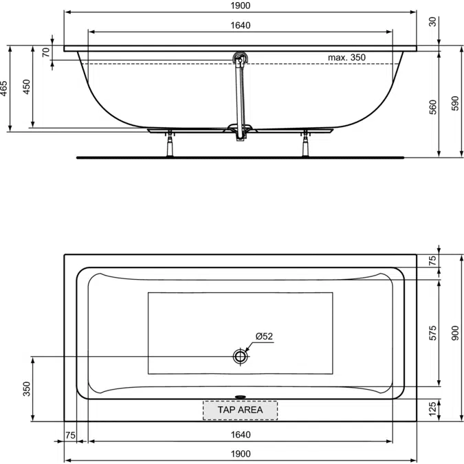 LDV TUB DUO 190X90 WHITE