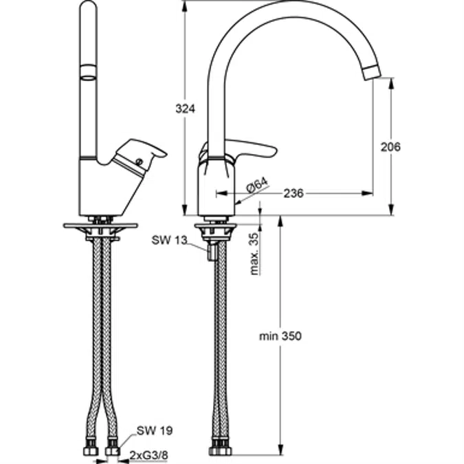 CERASPRINT NEW SINK Mixer TUB.SP.D25 CHR