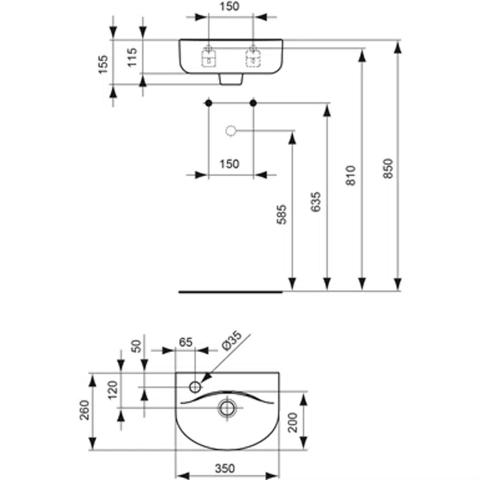 CONNECT ARC H/R BSN 35X26 WHITEIP 1LT