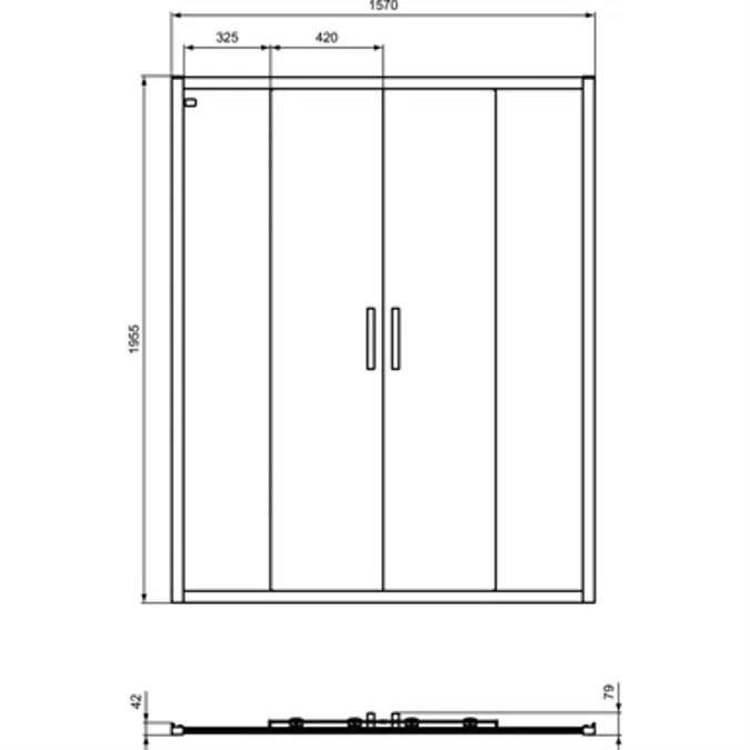 CONNECT 2 2SLIDER DOOR 160 WITHOUT HANDLE WHITE FRAME AND CLEAR GLASS