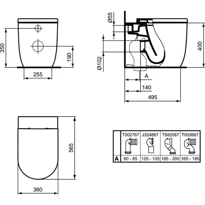 Blend Curve back to wall Aquablade WC Bowl