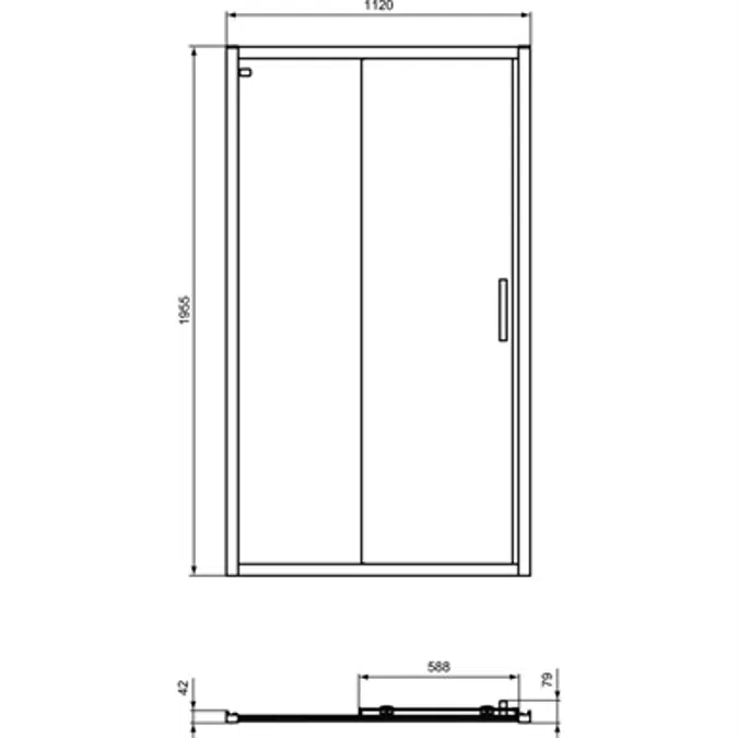 CONNECT 2 SLIDER DOOR 115CM WITHOUT HANDLE WHITE FRAME AND CLEAR GLASS