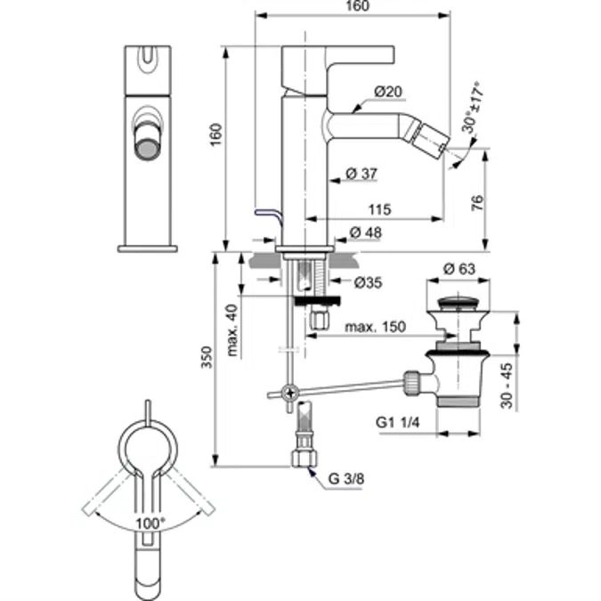 CAD- en BIM-object - Tap/Kraan/Koperwerk - JOY BID MIXER 5L METAL POP ...