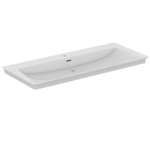 la dolce vita® asymmetrical vanity basin 126 cm with center taphole, with slotted overflow, white