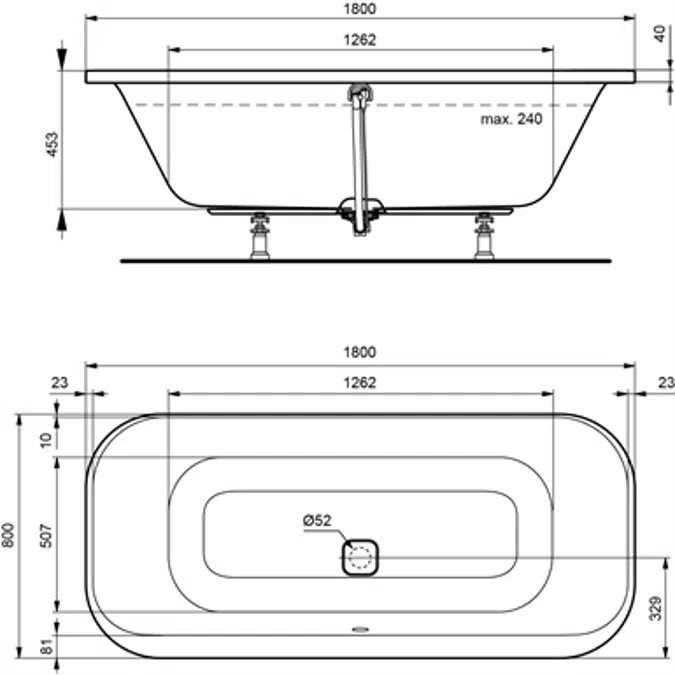 TONIC II oval bath tub 1800x800mm