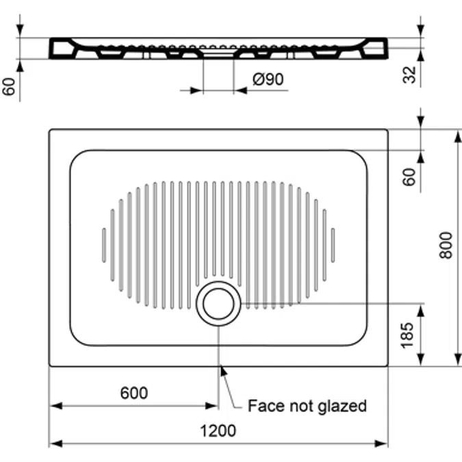 CONNECT Shower Tray 120X80 White WASTE WALL