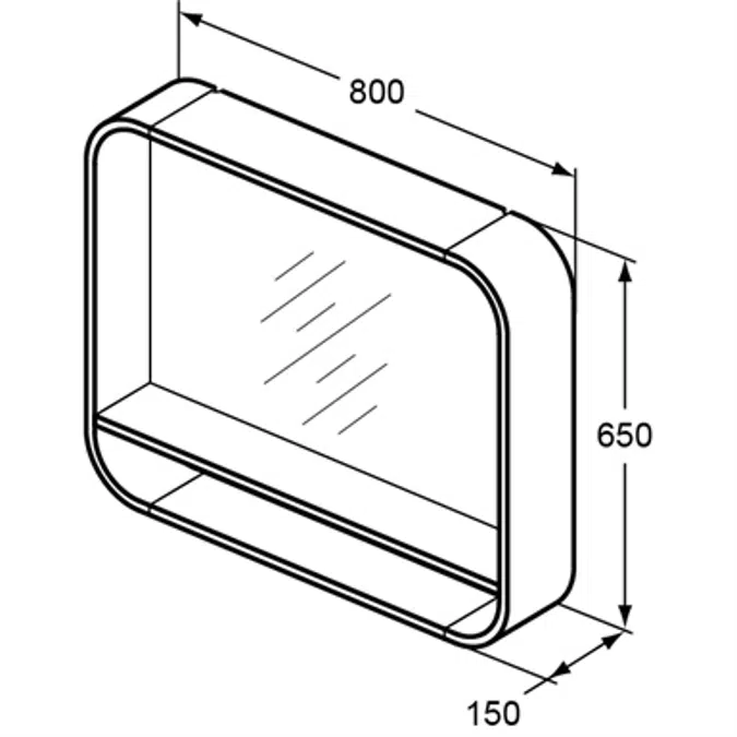 DEA MIRROR 800 GLS WHT FRAMED SHELF&LED