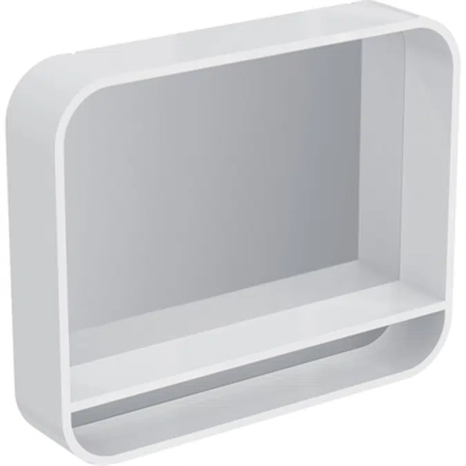 DEA MIRROR 800 GLS WHT FRAMED SHELF&LED