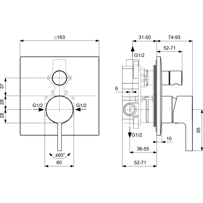 JOY NEO SINGLE LEVER BATH & SHOWER BUILT-IN KIT 2 / A1300NU