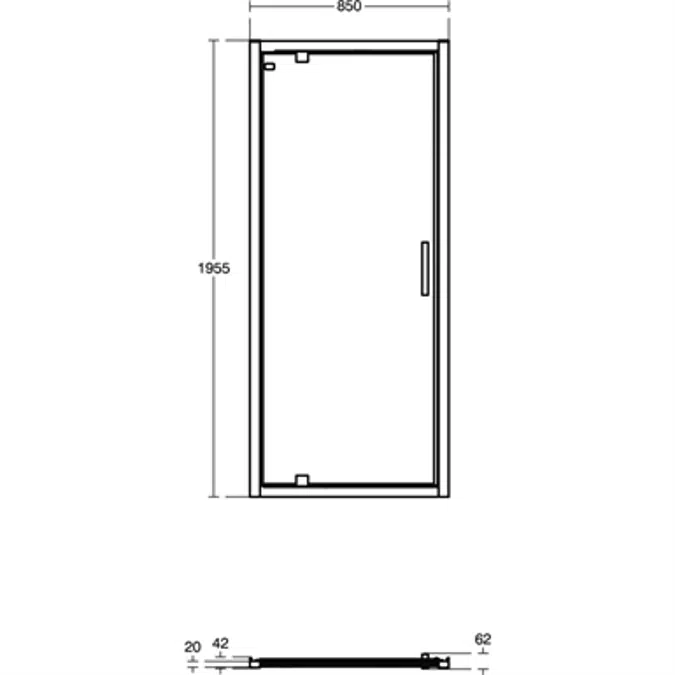 CONNECT 2 PIVOT DOOR  90 CLEAR GLASS BRIGHT SILVER FINISH