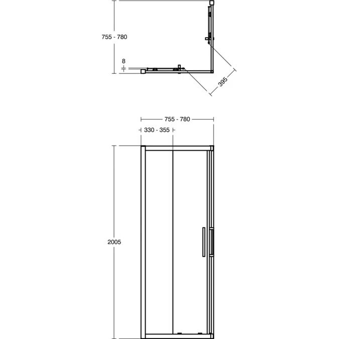I.LIFE CORNER ENTRY 800 MM SHOWER ENCLOSURE