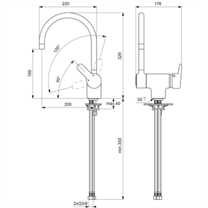 BIM objects Free download! CONNECT BLUE Sink Mixer FALLINGDOWN SPT