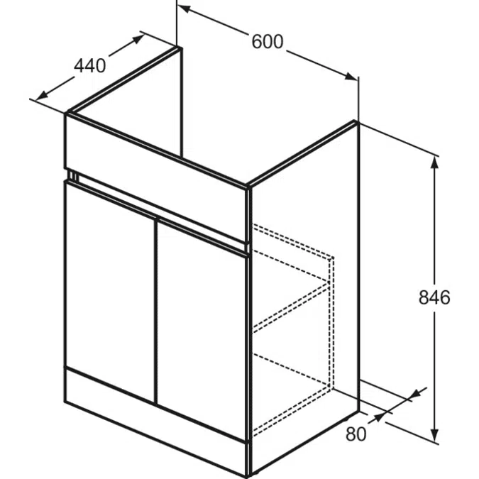 EUROVIT+/ULYSSE+/SIMPLICITY+ | Basin unit 600x440x846 mm, 2 doors