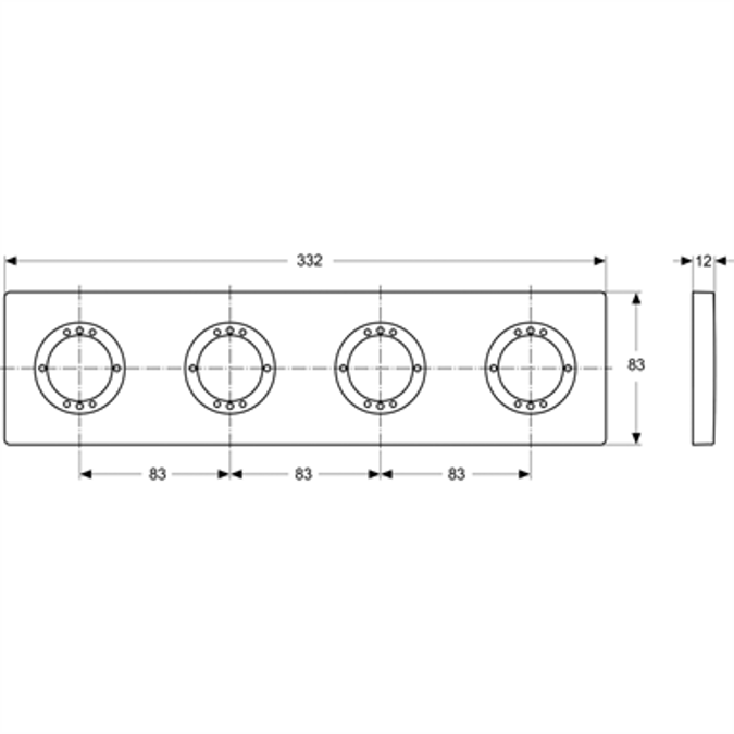 ARCHIMODULE ESCUTCHEON CHROME 4-HOLE