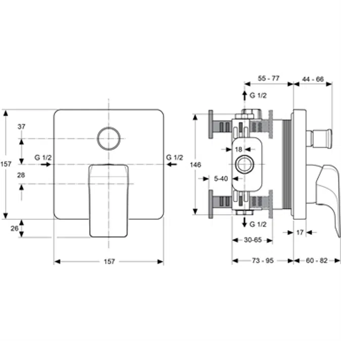 STRADA build-in bath shower lever operated