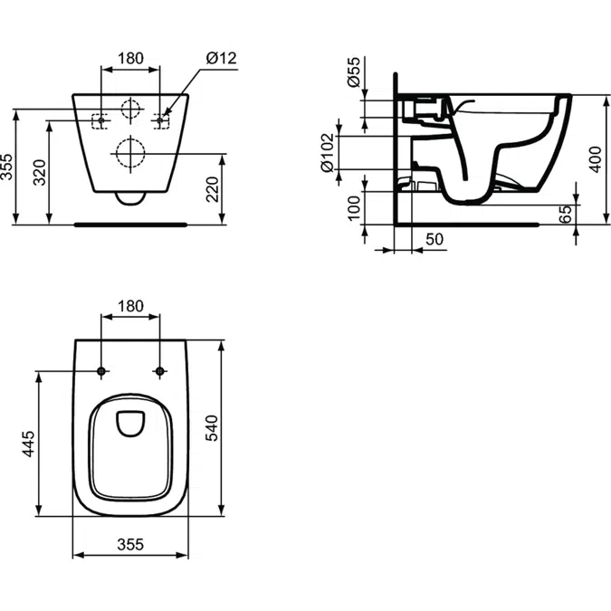I.Life b, wallhung bowl with Easyfix+