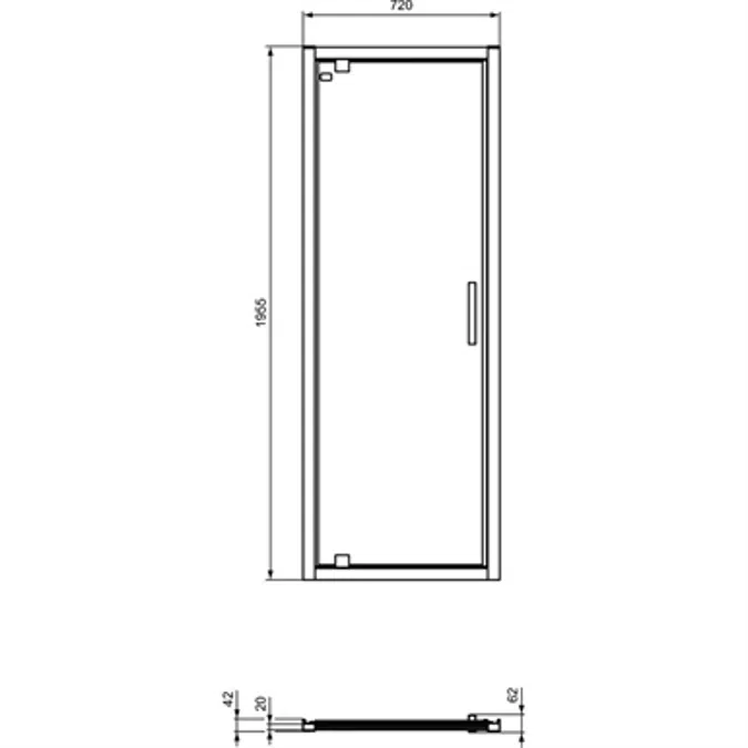 CONNECT 2 PIVOT 75CM , DOOR WITHOUT HANDLE,  WHITE FRAME AND CLEAR GLASS