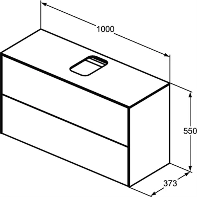 Conca BSN UN 100X37X55 2 DR+WTOP CTR CUT WHMT