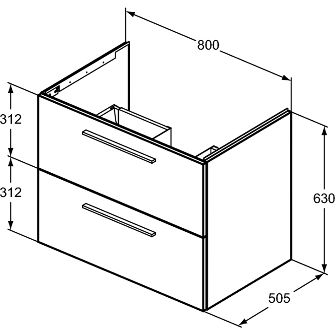 I.LIFE B VANITY UNIT 2 DRAWERS 80CM