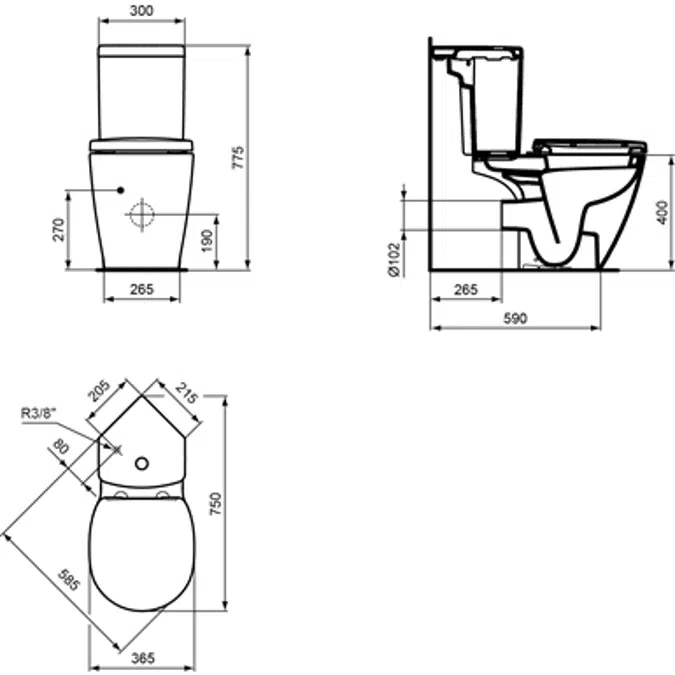 CONNECT Space WC Pack CC WHITE & SEAT CORNER