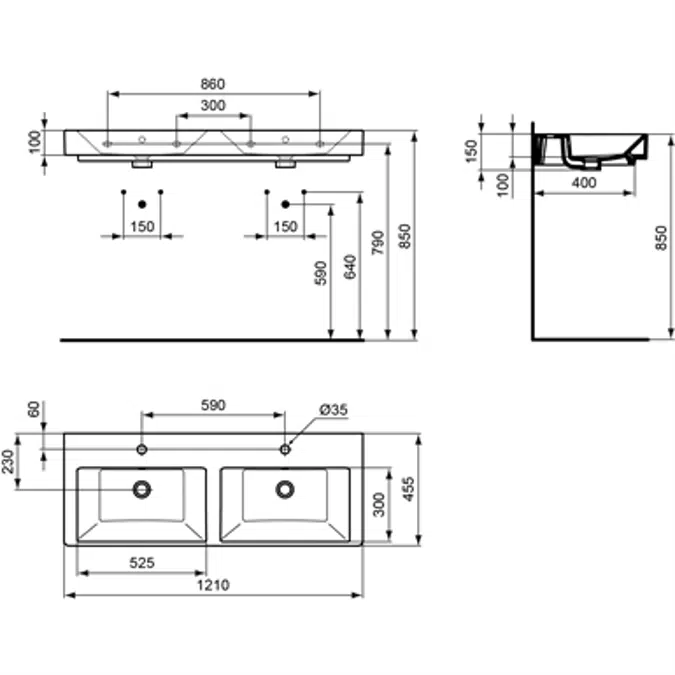 STRADA Double Basin 120 White 2OF VAN GR.IP