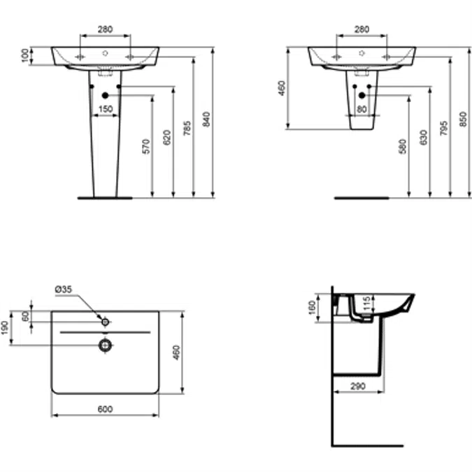 CONNECT AIR Basin 60X46 White CUBE BXD