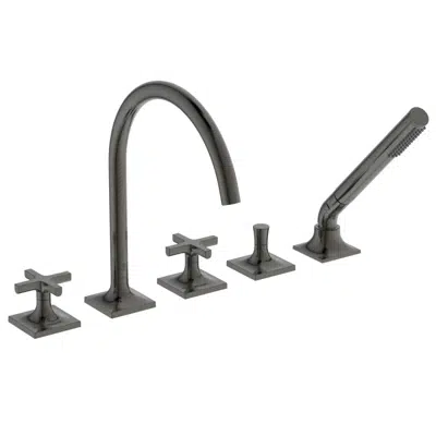 afbeelding voor JOY NEO 5-HOLE BATH & SHOWER DUAL CONTROL RIM MOUNTED  WITH CROSS HANDLES AND SPOUT