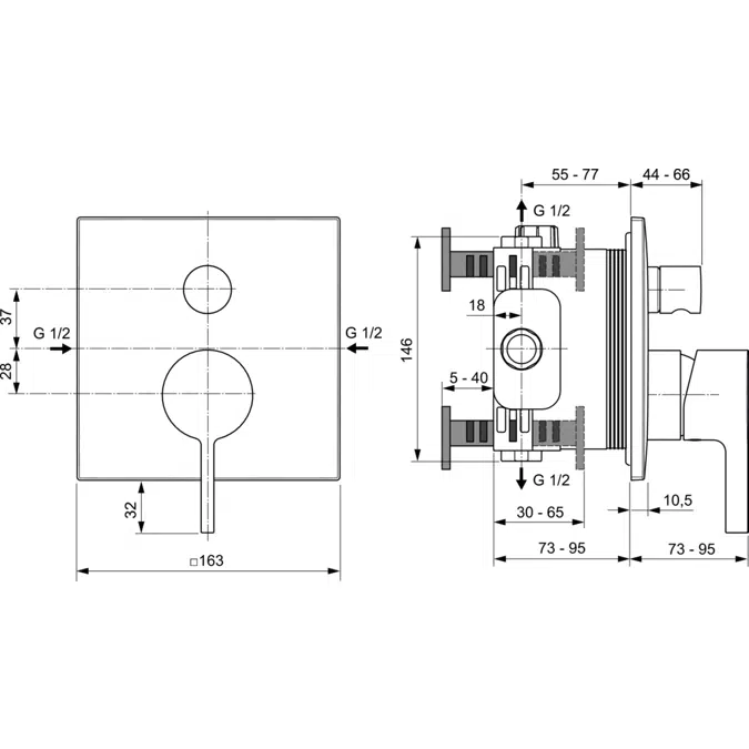 JOY NEO SINGLE LEVER BATH & SHOWER BUILT-IN KIT 2 / A1000NU