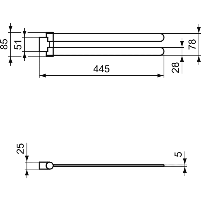 Conca Towel Bar Double 450 Round