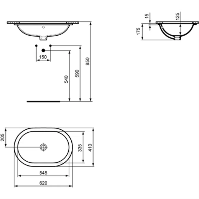 CONNECT U/C BSN 62X41 WHITE NTH OVAL