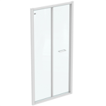 connect 2 bifold 100cm , door without handle,  white frame and clear glass
