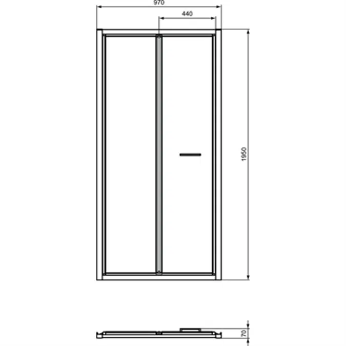 CONNECT 2 BIFOLD 100CM , DOOR WITHOUT HANDLE,  WHITE FRAME AND CLEAR GLASS