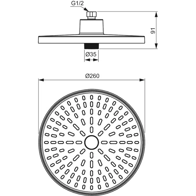 IR ALU+ SHOWER HEAD RND 2F 260MM RO