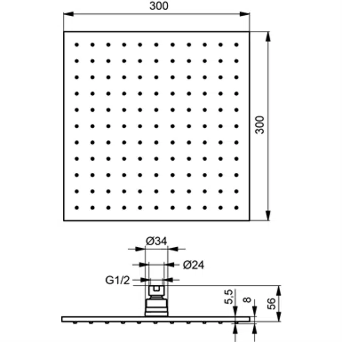 IDEALRAIN PRO SHR HD Chrome SQ 300mm